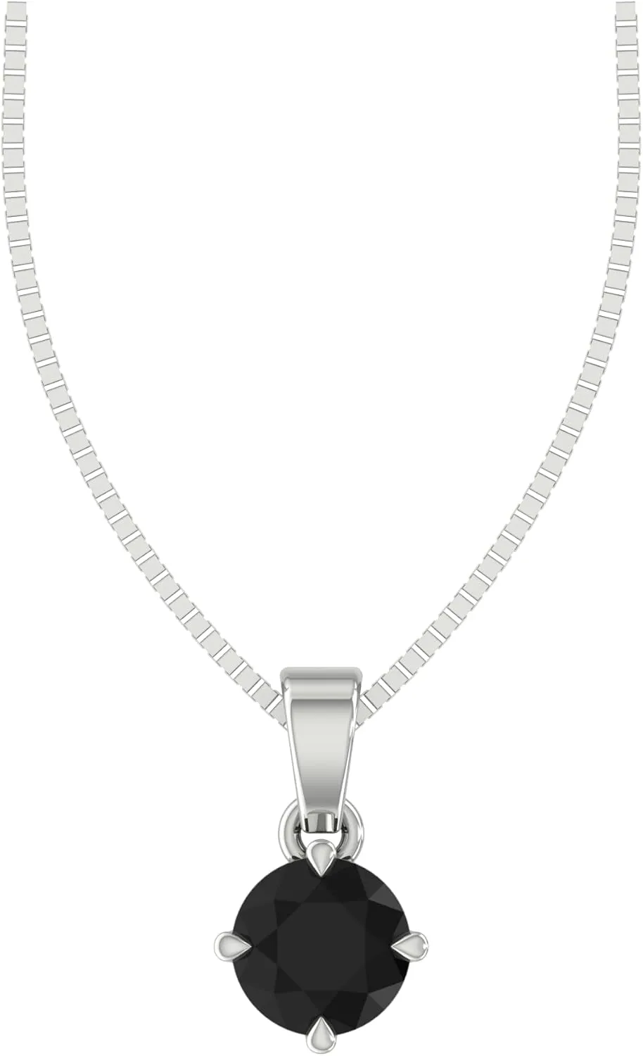 0.25-2.00 Carat Round Black Diamond Pendant Necklace with 18'' Box Chain in 925 Sterling Silver | Hypoallergenic and Fiercely Fabulous