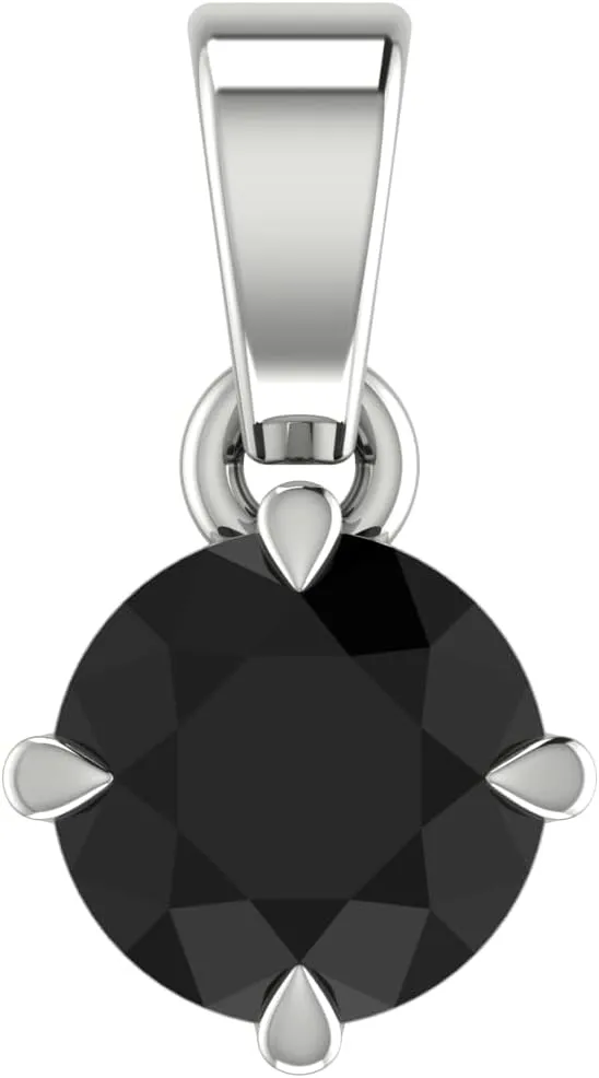 0.25-2.00 Carat Round Black Diamond Pendant Necklace with 18'' Box Chain in 925 Sterling Silver | Hypoallergenic and Fiercely Fabulous