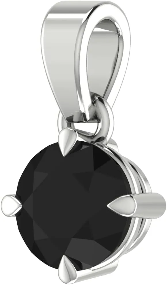 0.25-2.00 Carat Round Black Diamond Pendant Necklace with 18'' Box Chain in 925 Sterling Silver | Hypoallergenic and Fiercely Fabulous