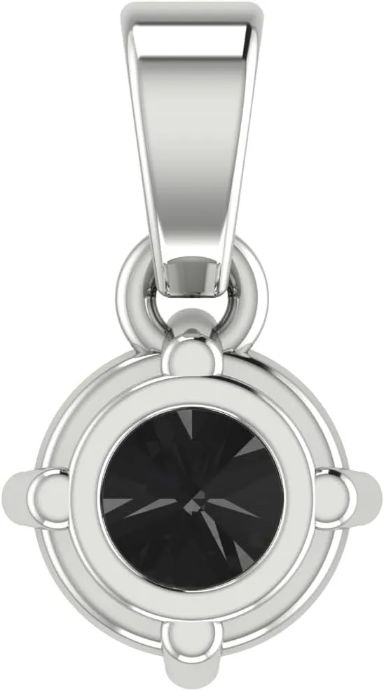 0.25-2.00 Carat Round Black Diamond Pendant Necklace with 18'' Box Chain in 925 Sterling Silver | Hypoallergenic and Fiercely Fabulous