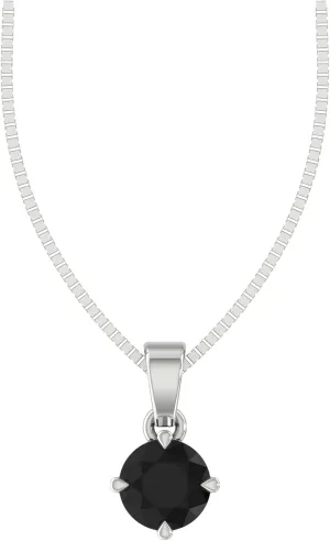 0.25-2.00 Carat Round Black Diamond Pendant Necklace with 18'' Box Chain in 925 Sterling Silver | Hypoallergenic and Fiercely Fabulous