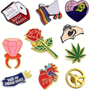 10 Mixed Style Enamel Brooch Pin Set, Cute Brooches Pins Men Women Jewelry Accessories Decoration Gift for Clothing Bags hat