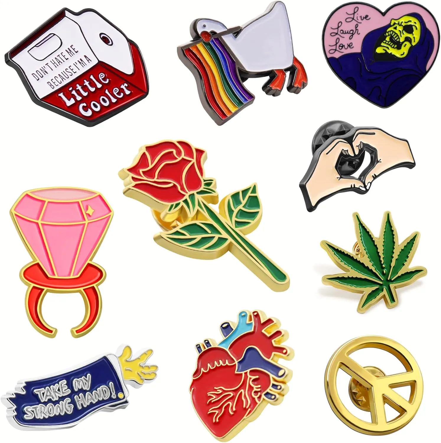 10 Mixed Style Enamel Brooch Pin Set, Cute Brooches Pins Men Women Jewelry Accessories Decoration Gift for Clothing Bags hat