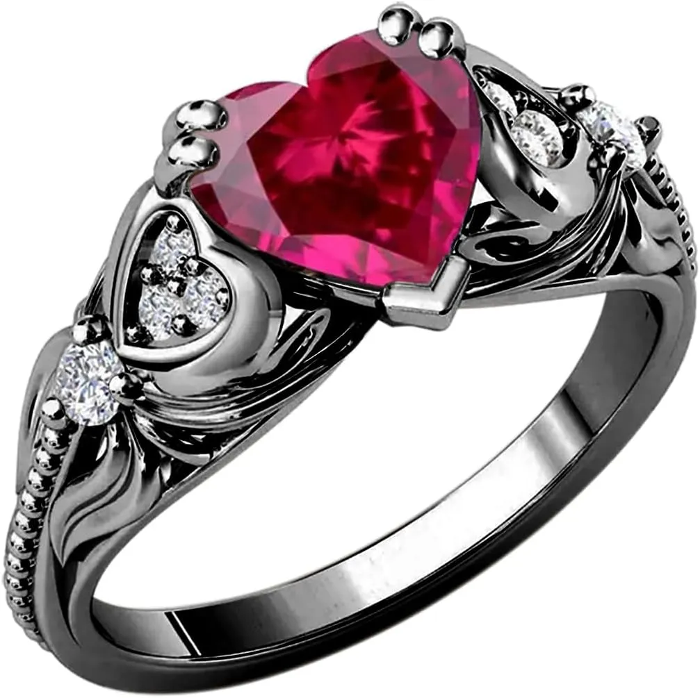10k 14k 18k Gold 0.08cttw Natural Diamond Heart Shape Gemstone Rings for Women Heart Engagement Rings Heart Shaped Promise Anniversary Rings for Her (2ct, 8 * 8mm)