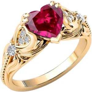 10k 14k 18k Gold 0.08cttw Natural Diamond Heart Shape Gemstone Rings for Women Heart Engagement Rings Heart Shaped Promise Anniversary Rings for Her (2ct, 8 * 8mm)