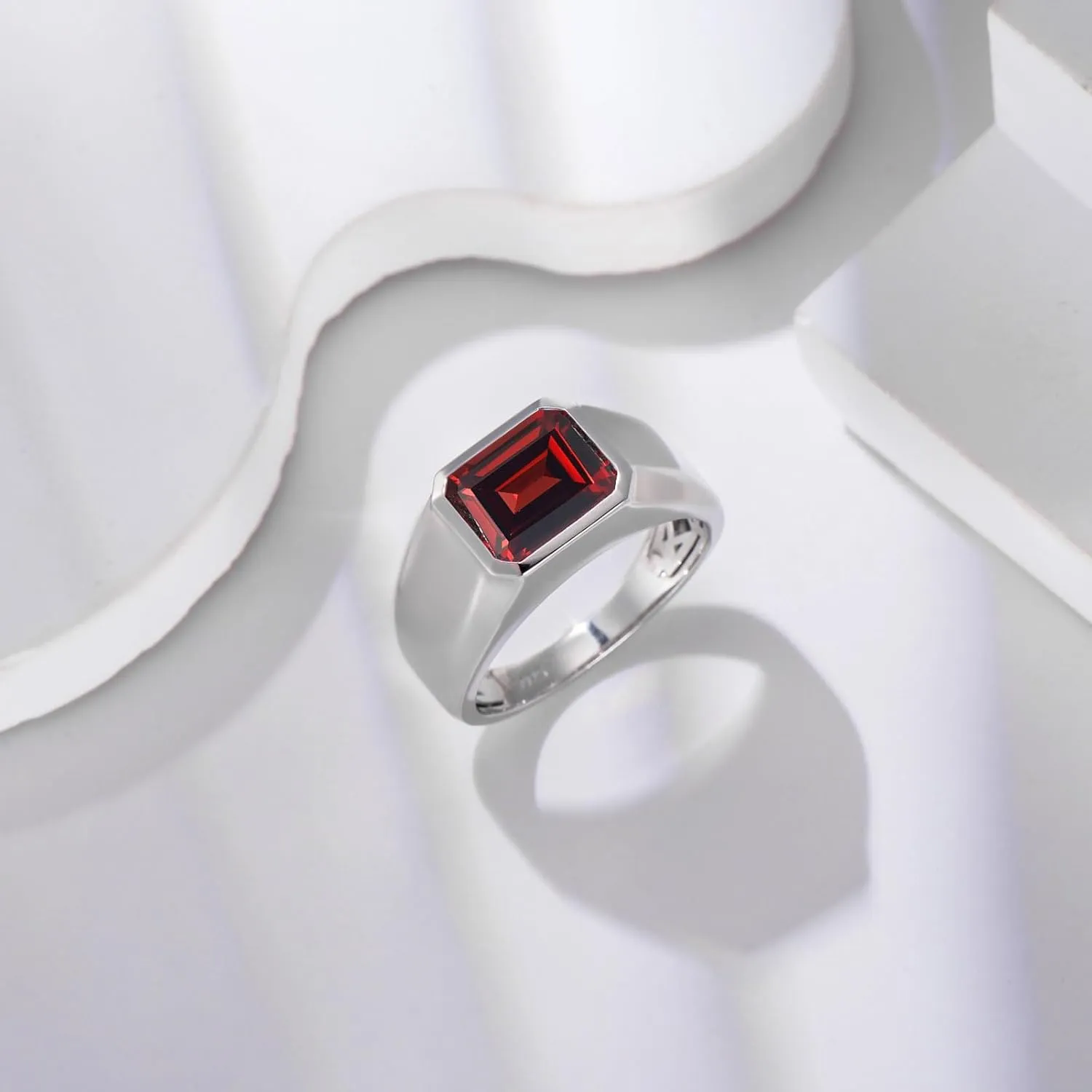 10K 14K 18K Gold Mens 4 Carat Emerald Cut Gemstone Engagement Wedding Ring Custom Emerald Cut Birthstone Anniversary Pinky Rings for Men/Women