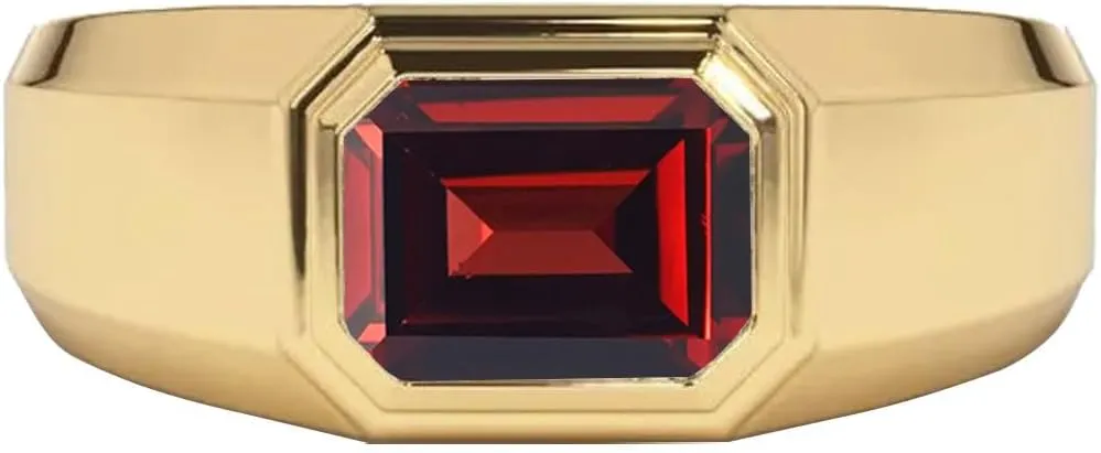 10K 14K 18K Gold Mens 4 Carat Emerald Cut Gemstone Engagement Wedding Ring Custom Emerald Cut Birthstone Anniversary Pinky Rings for Men/Women