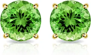 10k Yellow Gold 6MM Created Peridot Earring, Green Round Cut Birthstone Stud Earrings, Hypoallergenic Fashion Jewelry