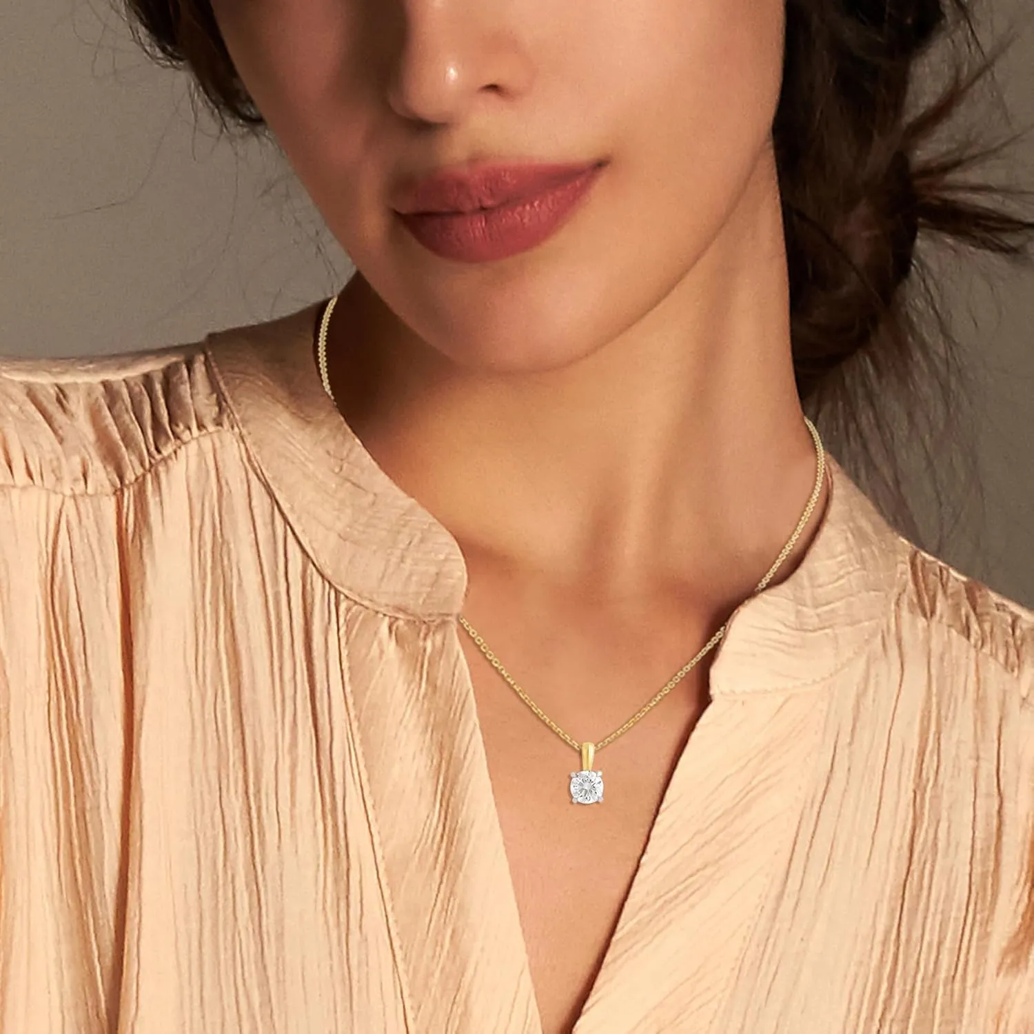 1/2 Ct - 1.00 Ct Round Cut 14K White or Yellow Gold IGI Certified Lab Grown Diamond Solitaire Pendant Necklace for Women's |18 Inch 14kt Gold Cable Chain (Clarity: VS, Color; FG)