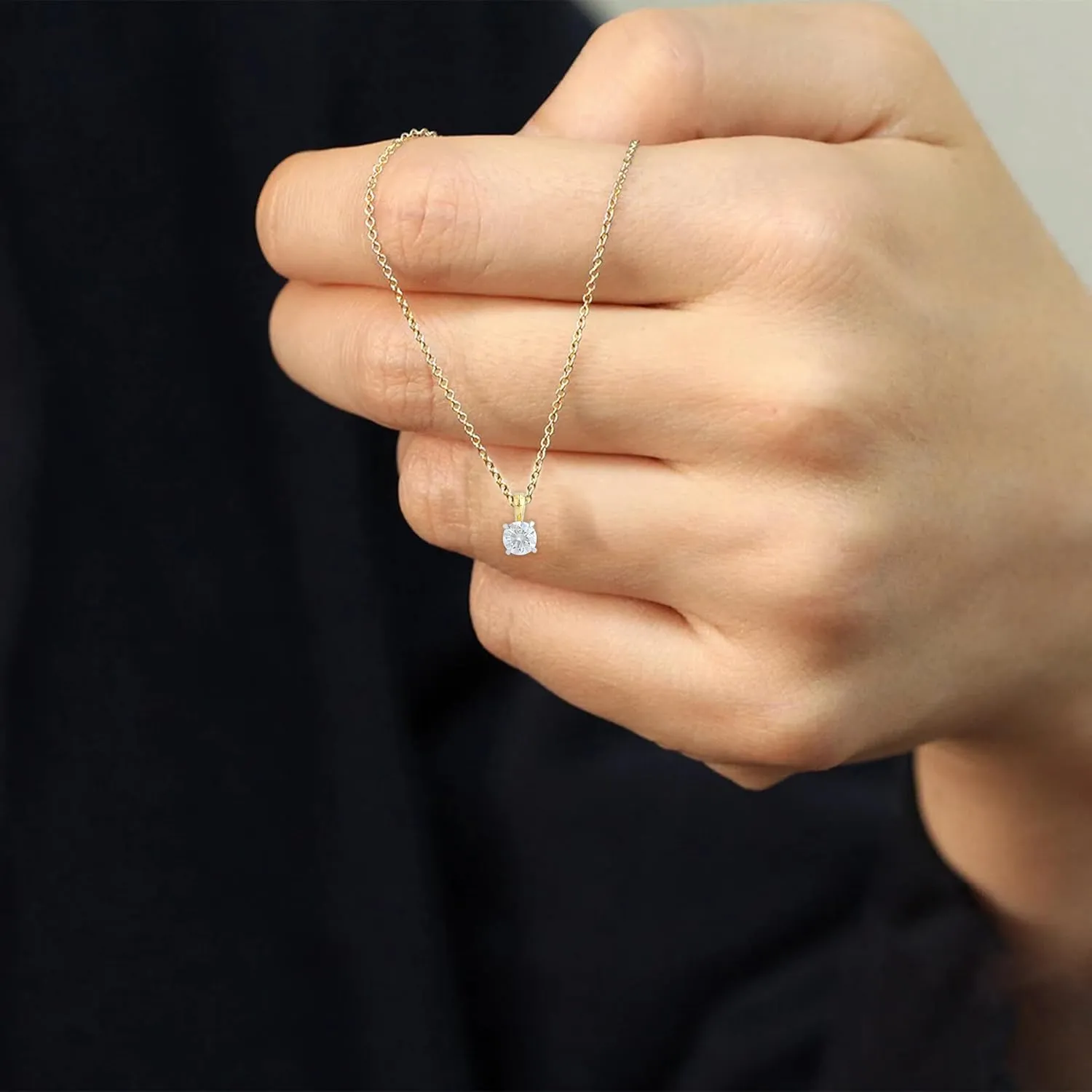 1/2 Ct - 1.00 Ct Round Cut 14K White or Yellow Gold IGI Certified Lab Grown Diamond Solitaire Pendant Necklace for Women's |18 Inch 14kt Gold Cable Chain (Clarity: VS, Color; FG)