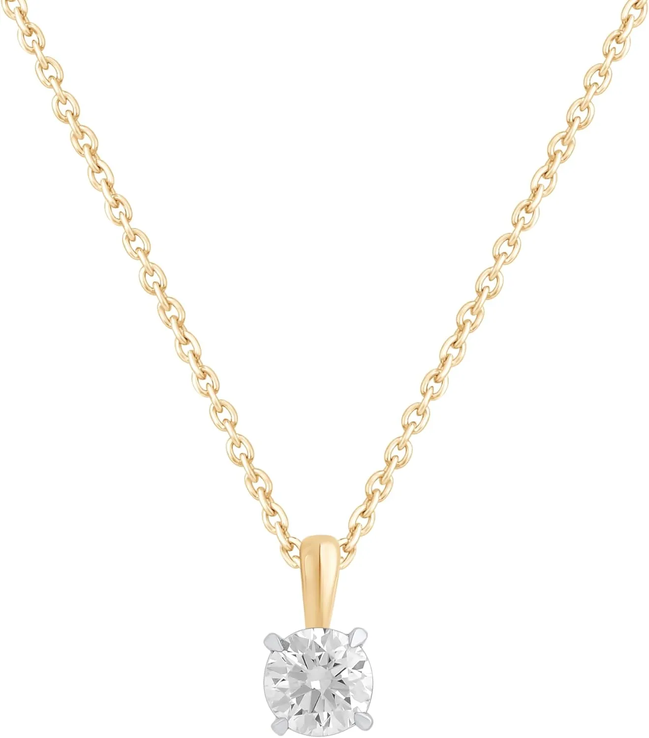 1/2 Ct - 1.00 Ct Round Cut 14K White or Yellow Gold IGI Certified Lab Grown Diamond Solitaire Pendant Necklace for Women's |18 Inch 14kt Gold Cable Chain (Clarity: VS, Color; FG)