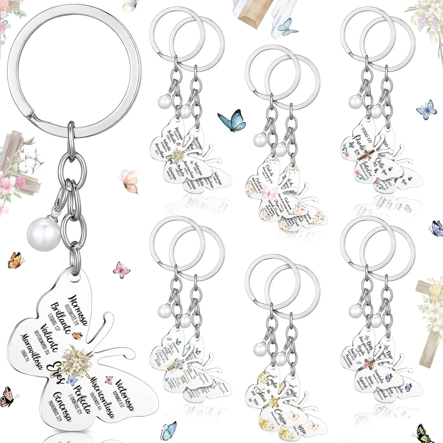 12 Pcs Christian Keychain Gift for Women Bulk Religious Scripture Inspirational Bible Verse Prayers Church Birthday Gift