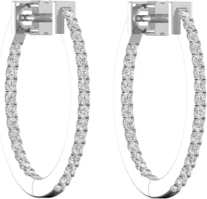 1/2 to 1 Carat Diamond Inside Out Oval Hoop Earrings for Women in 14k White Gold (F-G, SI2-I1, cttw) Screw Back by Privosa Fine Jewelry
