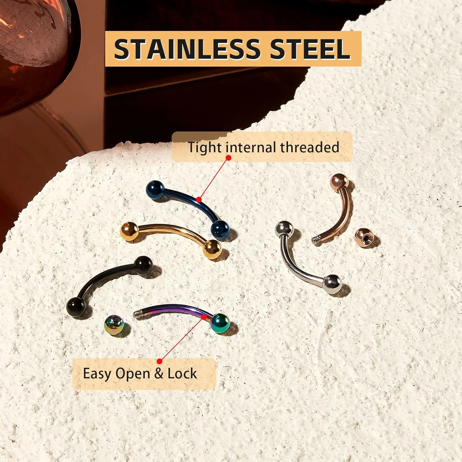 12PCS 16G Stainless Steel Eyebrow Rings Kit Industrial Barbells Set Ear Navel Belly Lip Body Eyebrow Piercing Jewelry with Balls Spikes for Women Men 8mm 10mm
