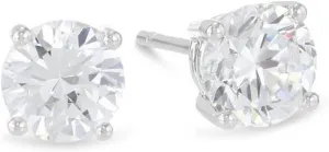 1/4 Carat Ideal Cut Diamond Stud Earrings 14K White Gold Round Brilliant Shape 4 Prong Push Back (G-H Color, VS2-SI1 Clarity)