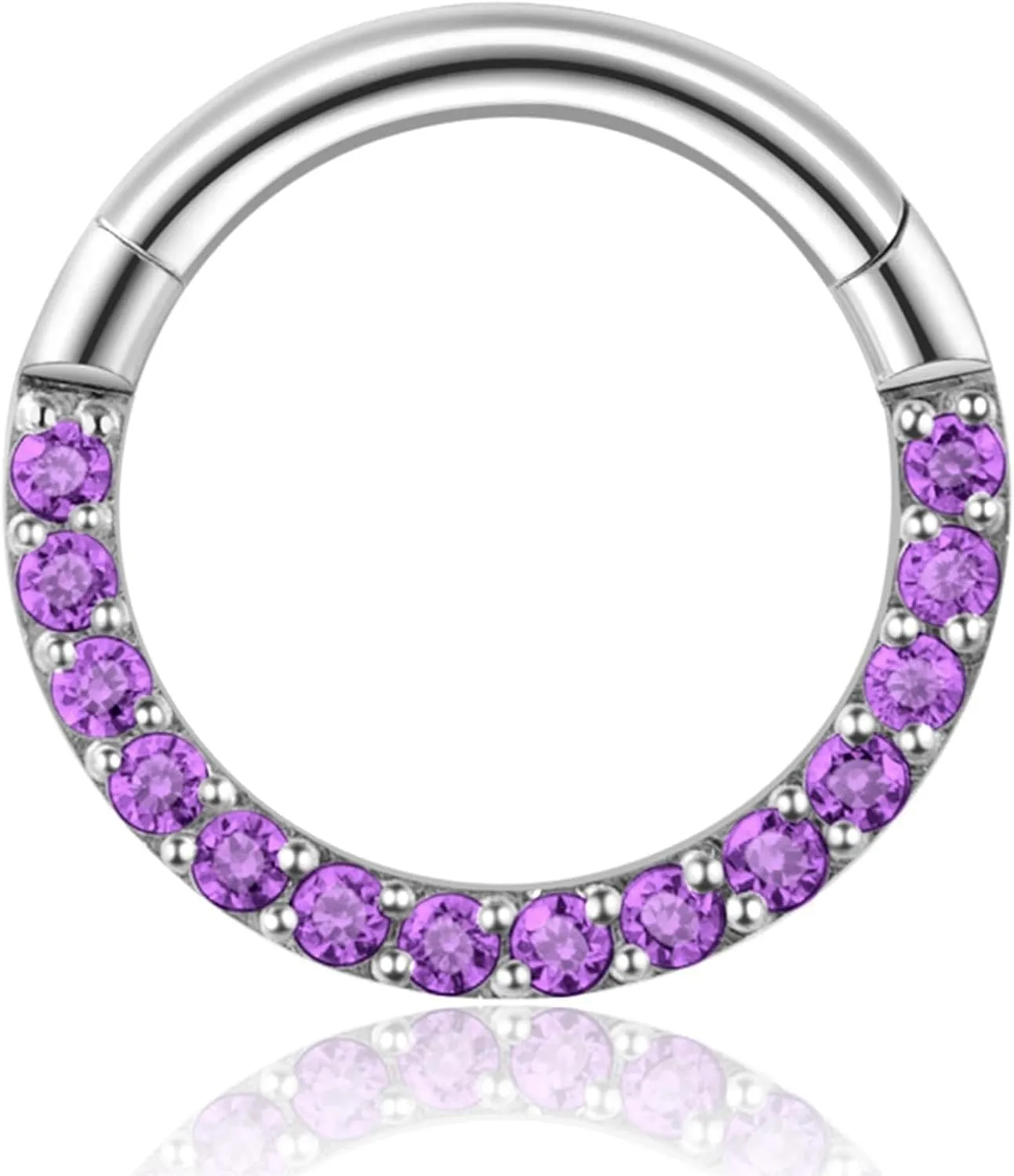 14/16/18 Gauge 6-10MM Surgical Steel Septum Clicker Rings Hinged Daith Piercing Jewelry Cubic Zirconia Small Hoops, Clear Black Pink Red Green Colorful Blue Purple