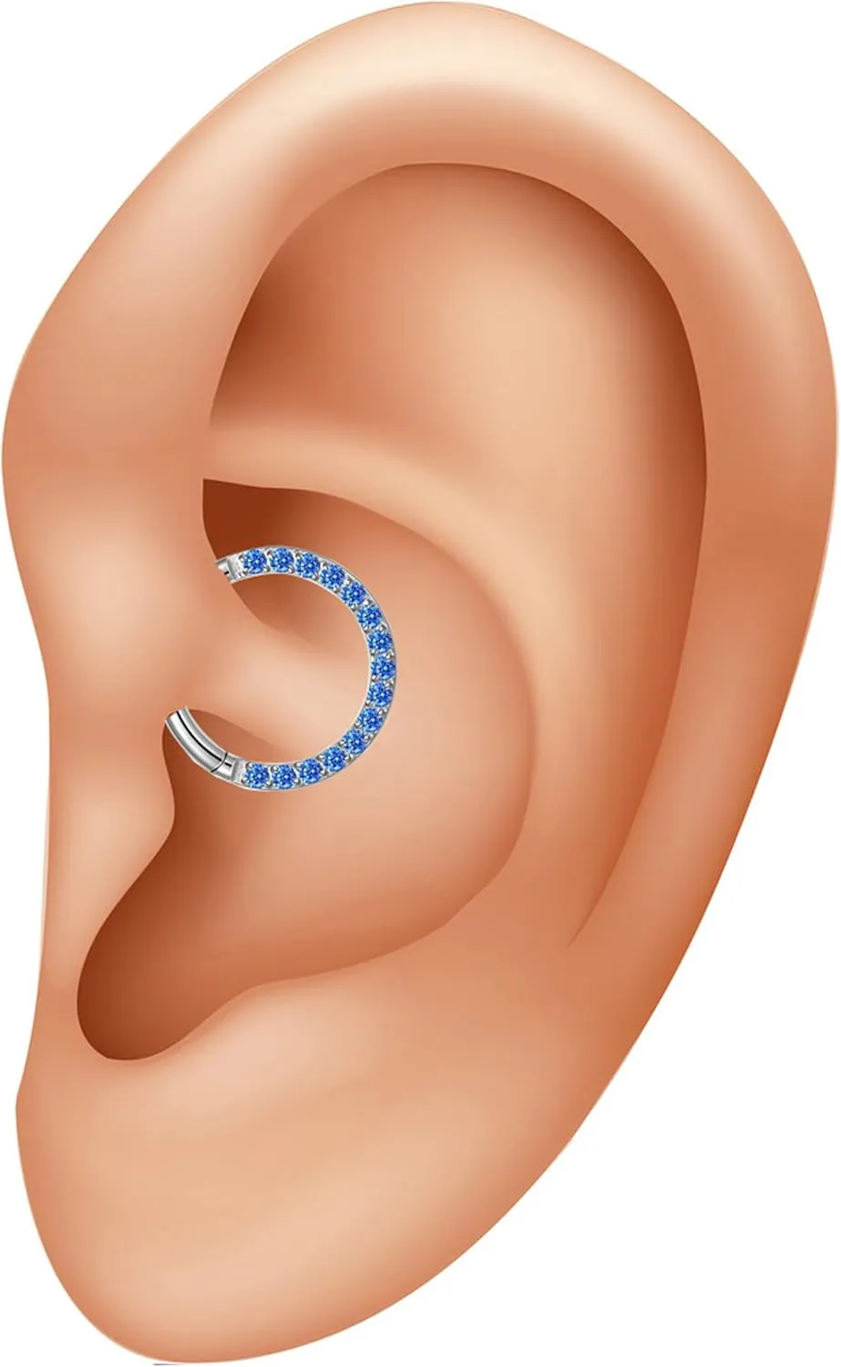 14/16/18 Gauge 6-10MM Surgical Steel Septum Clicker Rings Hinged Daith Piercing Jewelry Cubic Zirconia Small Hoops, Clear Black Pink Red Green Colorful Blue Purple