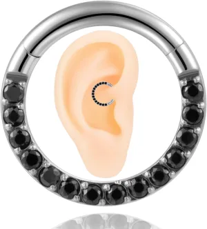 14/16/18 Gauge 6-10MM Surgical Steel Septum Clicker Rings Hinged Daith Piercing Jewelry Cubic Zirconia Small Hoops, Clear Black Pink Red Green Colorful Blue Purple