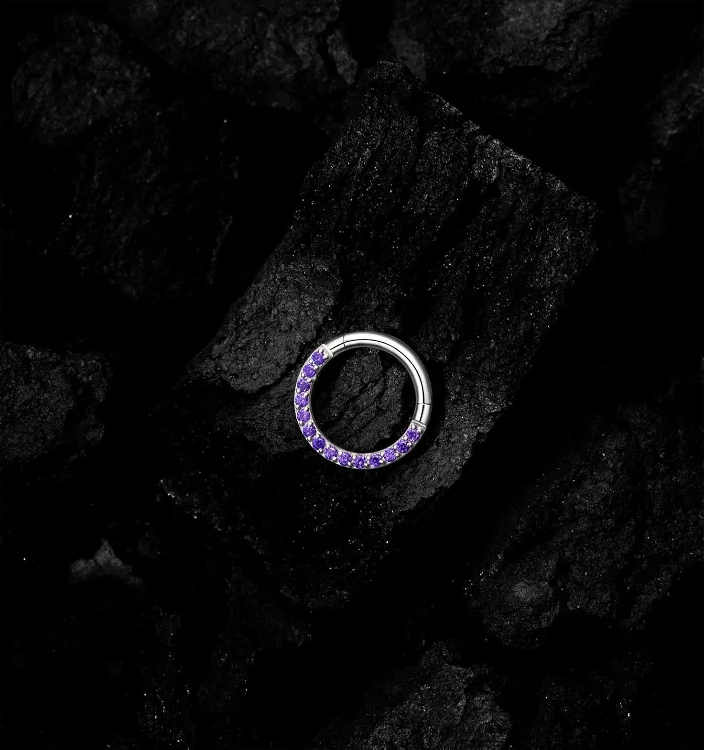 14/16/18 Gauge 6-10MM Surgical Steel Septum Clicker Rings Hinged Daith Piercing Jewelry Cubic Zirconia Small Hoops, Clear Black Pink Red Green Colorful Blue Purple