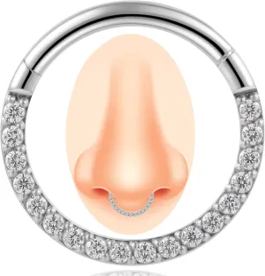 14/16/18 Gauge 6-10MM Surgical Steel Septum Clicker Rings Hinged Daith Piercing Jewelry Cubic Zirconia Small Hoops, Clear Black Pink Red Green Colorful Blue Purple