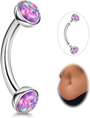 14G G23 Titanium Opal Belly Button Rings for Women Small Belly Ring Internally Thread Petite Navel Ring