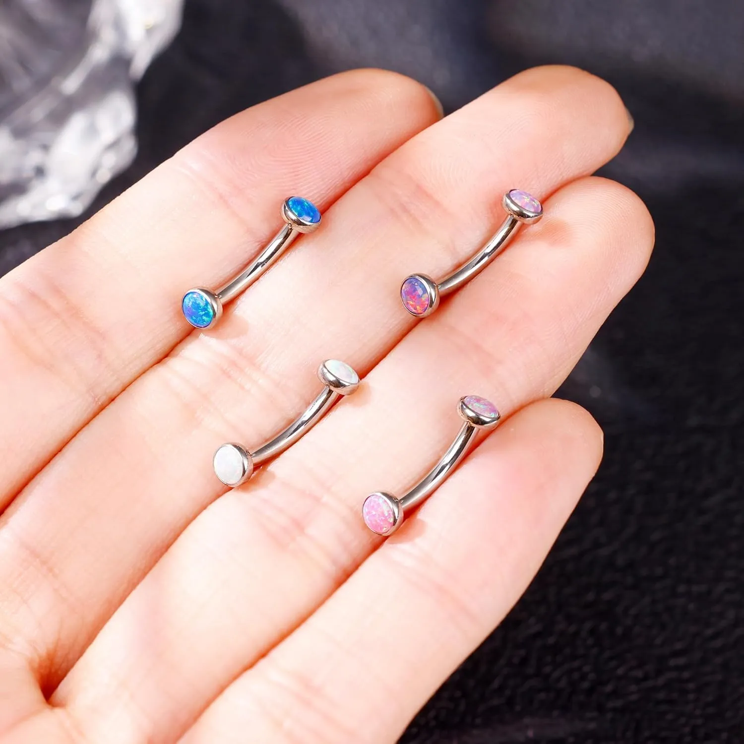 14G G23 Titanium Opal Belly Button Rings for Women Small Belly Ring Internally Thread Petite Navel Ring