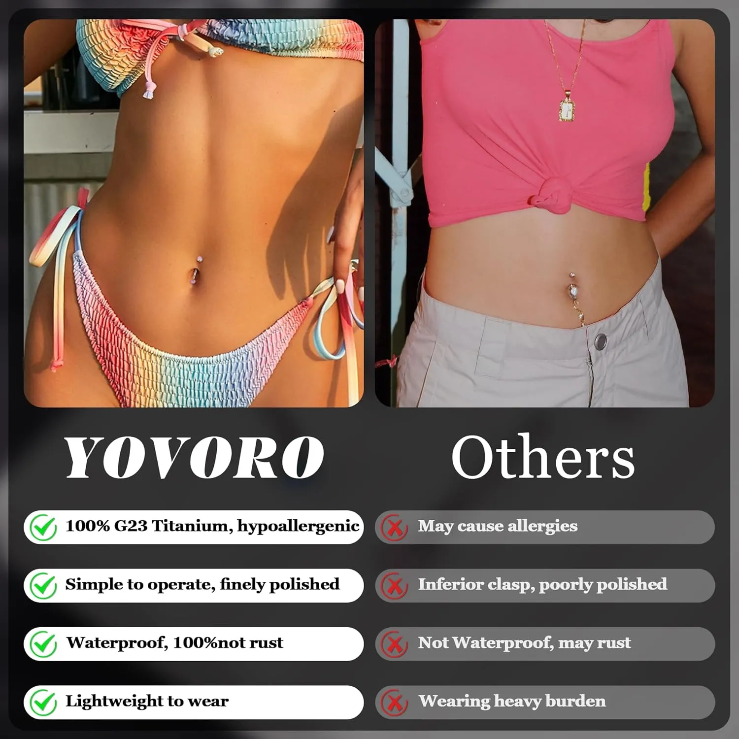 14G G23 Titanium Opal Belly Button Rings for Women Small Belly Ring Internally Thread Petite Navel Ring
