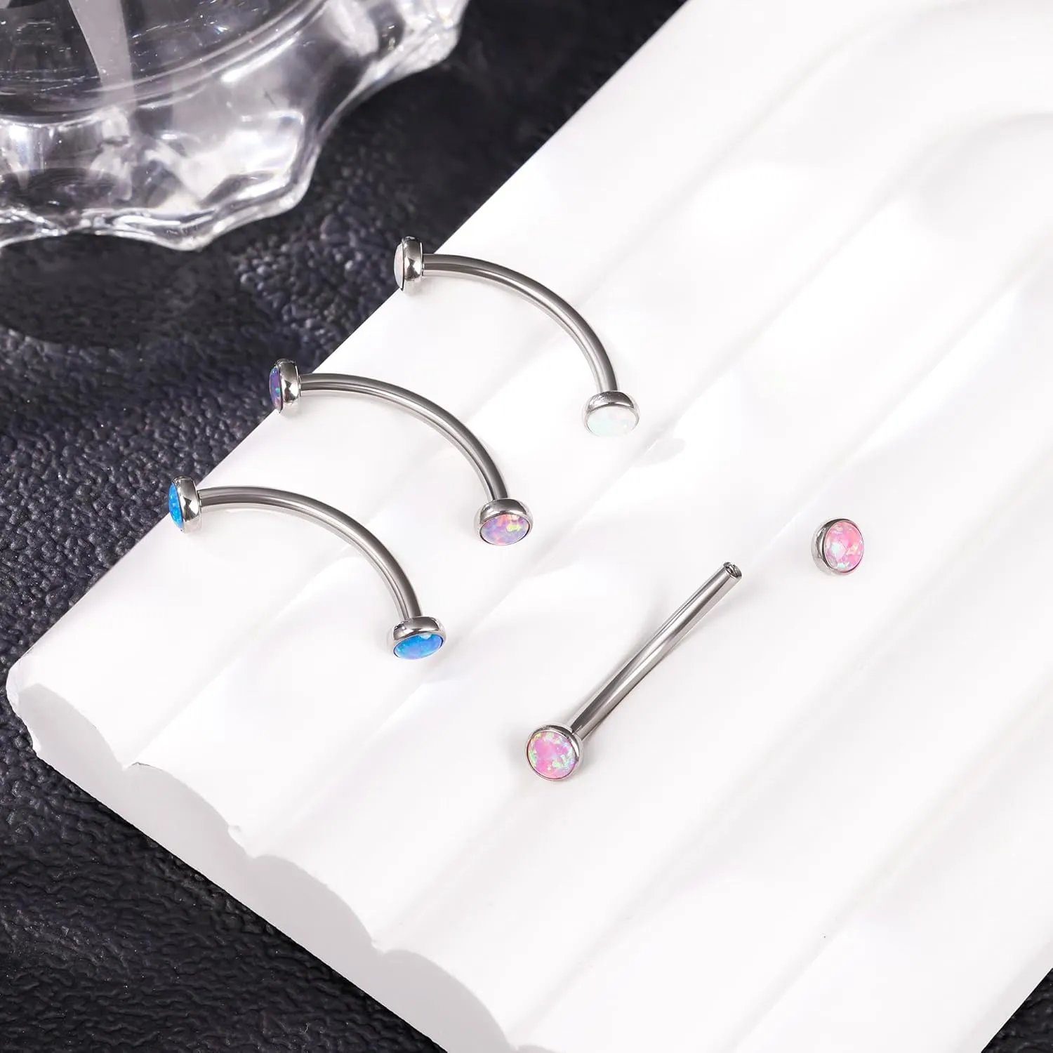 14G G23 Titanium Opal Belly Button Rings for Women Small Belly Ring Internally Thread Petite Navel Ring
