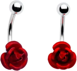 14G RED PINK METALLIC ROSE STEEL BELLY BUTTON NAVEL RING BODY JEWELRY PIERCING (RED)