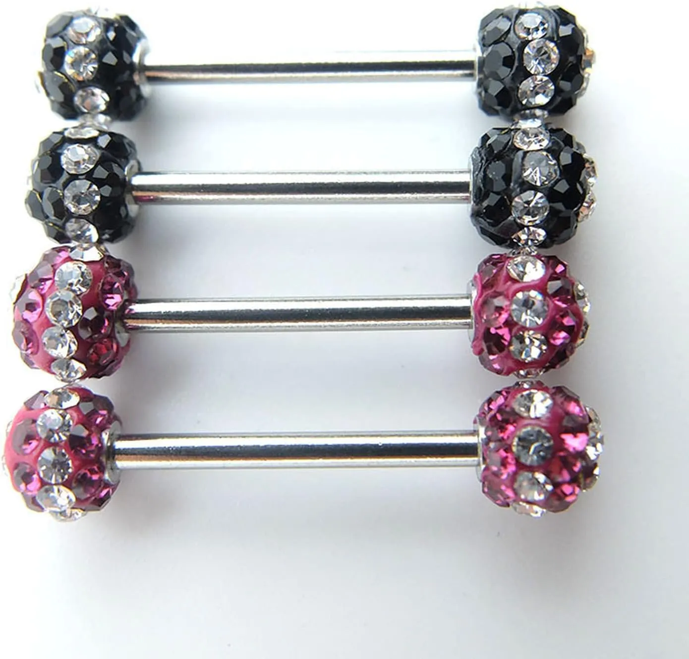 14G Stainless Steel Nipple Rings Glitter Colorful CZ Ball Straight Barbell Bars Tongue Ring 16mm(5/8Inch) Body Piercing Jewelry