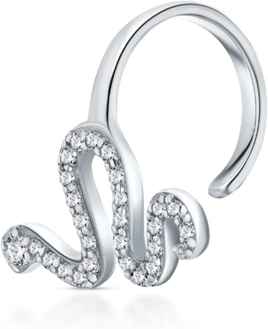 14k Gold Diamond(0.10ct) Snake Ear Cuff, Single Line Wrap Cuff, Pav Diamond Snake Earring, Body Piercing Jewelry, Gift for Her.