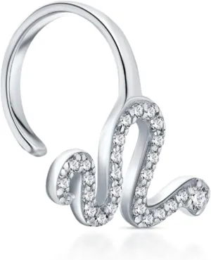 14k Gold Diamond(0.10ct) Snake Ear Cuff, Single Line Wrap Cuff, Pav Diamond Snake Earring, Body Piercing Jewelry, Gift for Her.