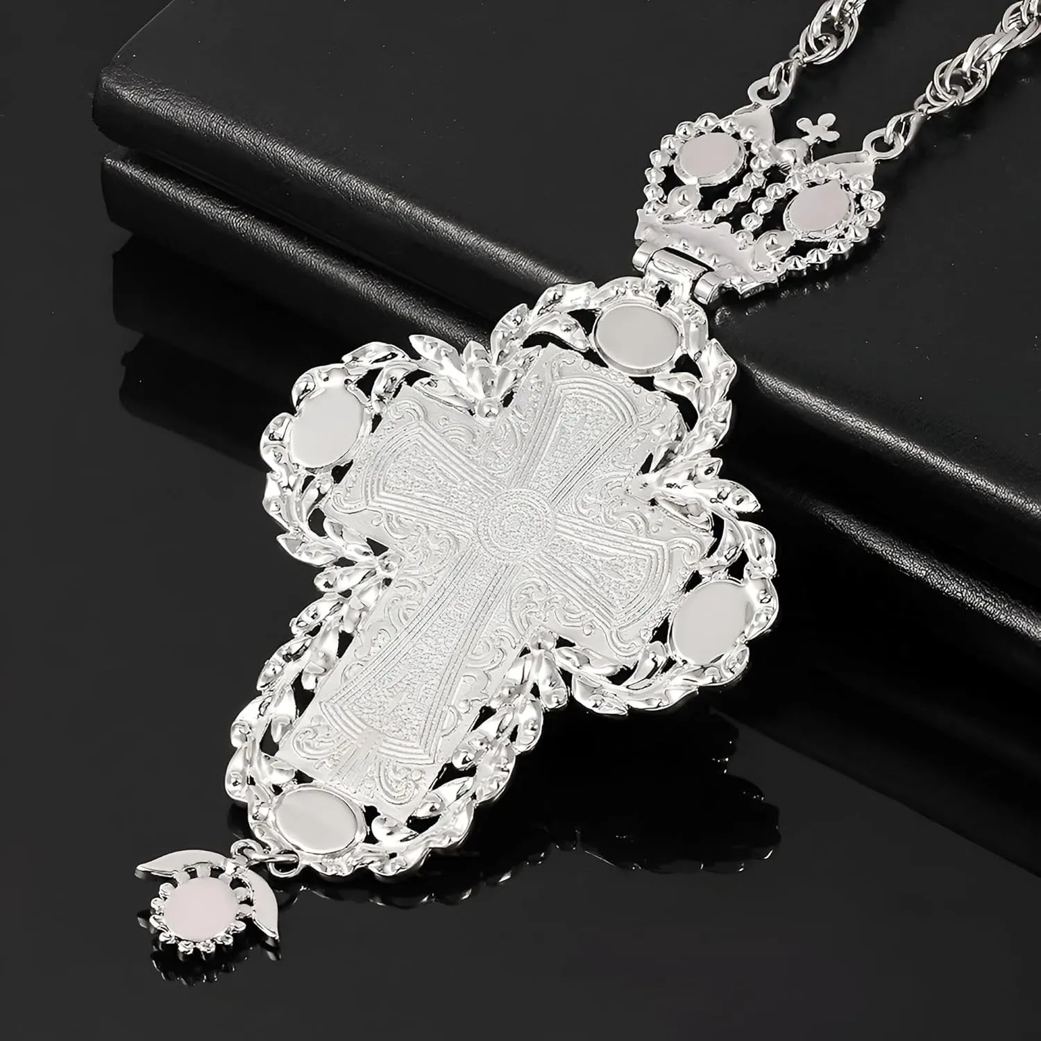 14K Gold Filled INRI Cross Necklace For Men And Women - 925 Sterling Silver Prayer Cz Pendant Christian Greek Cross Medal Crucifix Necklace Women Jesus Pendant Amulet Religion Lucky Gifts