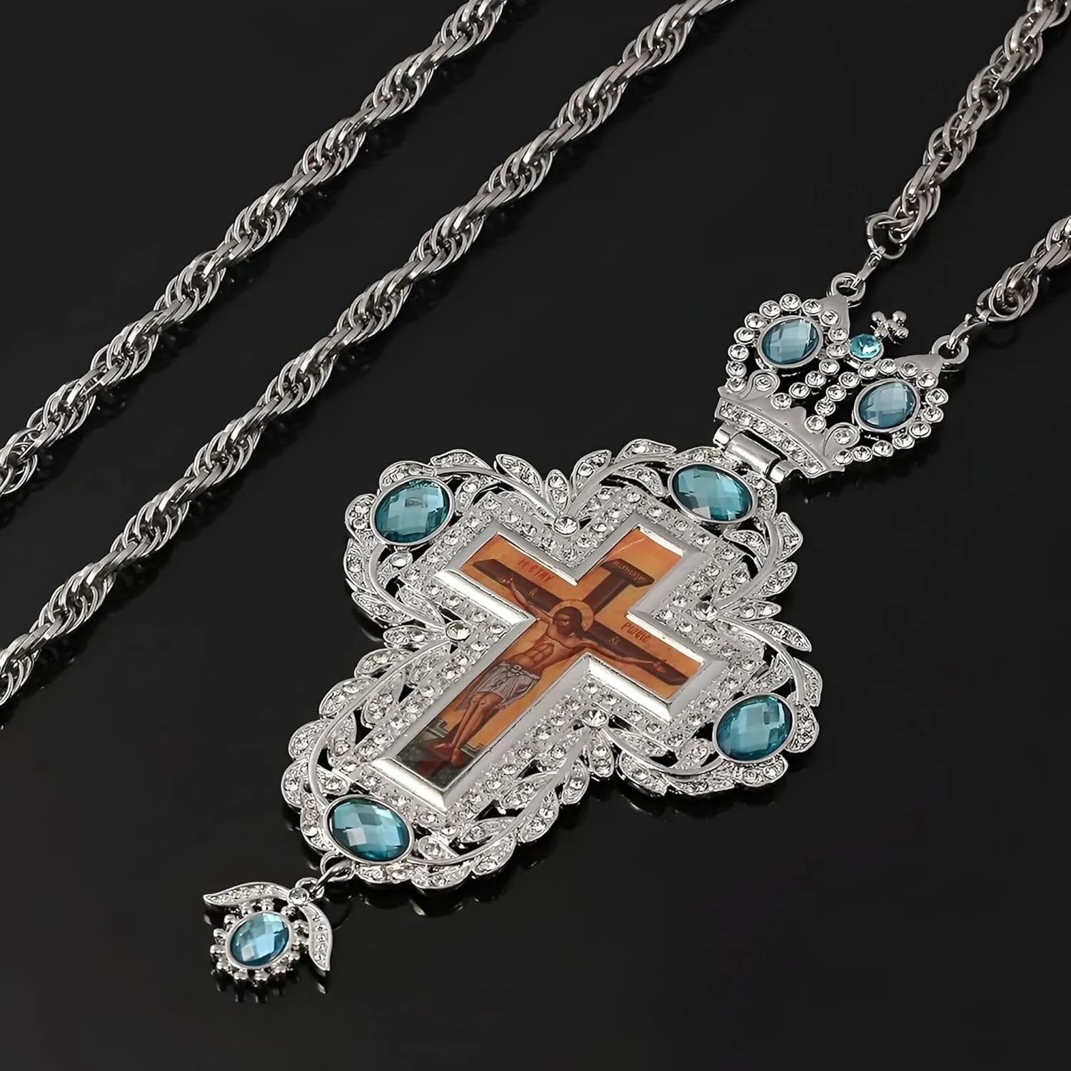 14K Gold Filled INRI Cross Necklace For Men And Women - 925 Sterling Silver Prayer Cz Pendant Christian Greek Cross Medal Crucifix Necklace Women Jesus Pendant Amulet Religion Lucky Gifts