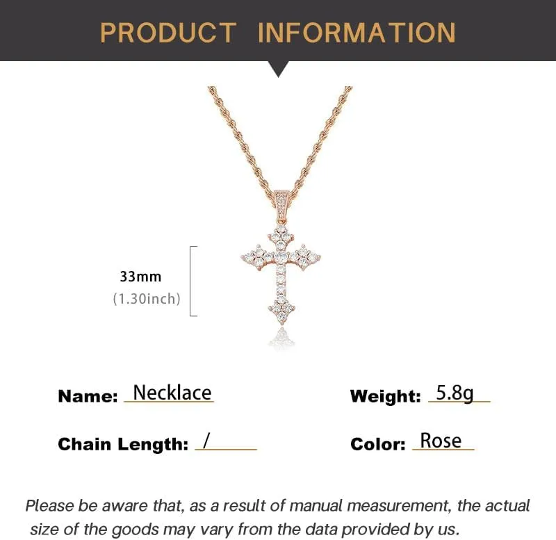 14K Gold Moissanite Cross Necklace for Women, Christian Pendant with Moissanite Accents, Memorable Gift