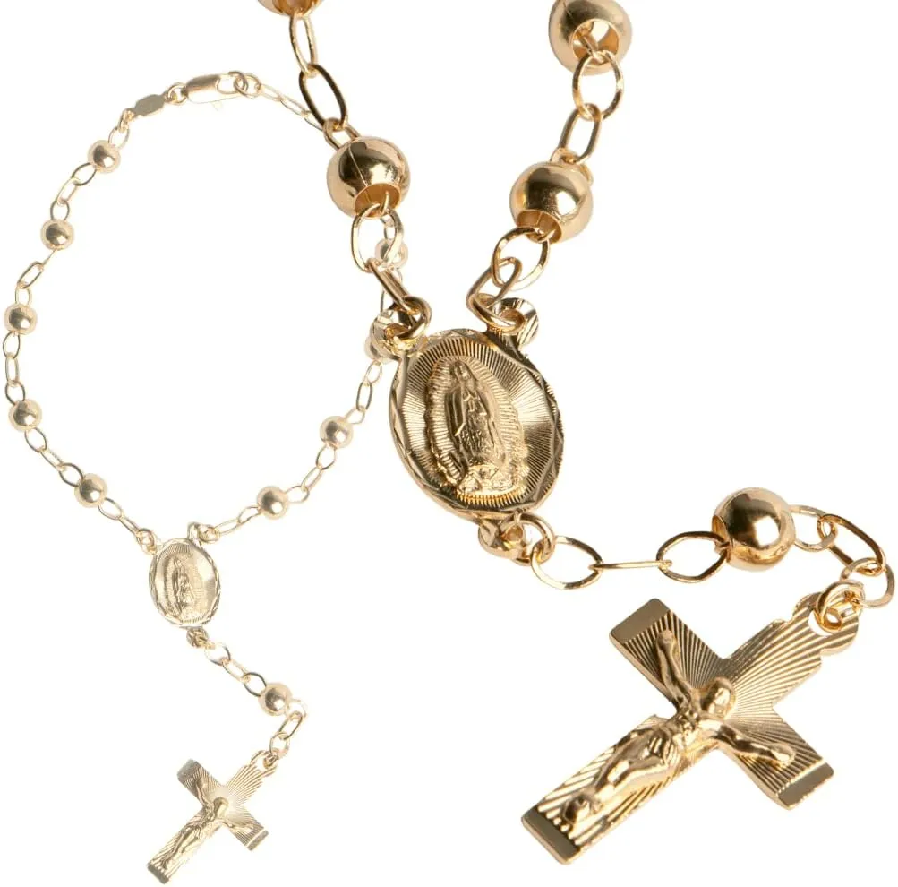 14k Gold Virgen Guadalupe Rosary bracelet, Christ Gold denary, Decennary bracelet virgin Mary mini rosary cuff