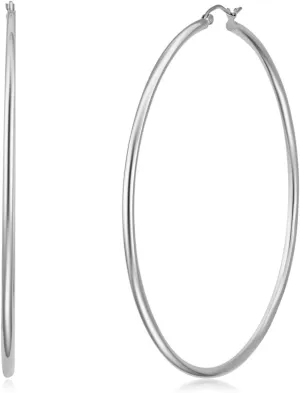 14k REAL Yellow/White Gold Multi Size 2mm Thickness Hinged Hoop Earrings