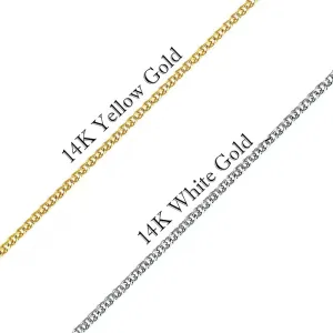 14k Real Yellow/White Gold Solid 1.55mm Flat Open Wheat Chain Necklace with Lobster Claw Clasp, Jewelry Gift for Women Men, 16-24 inch