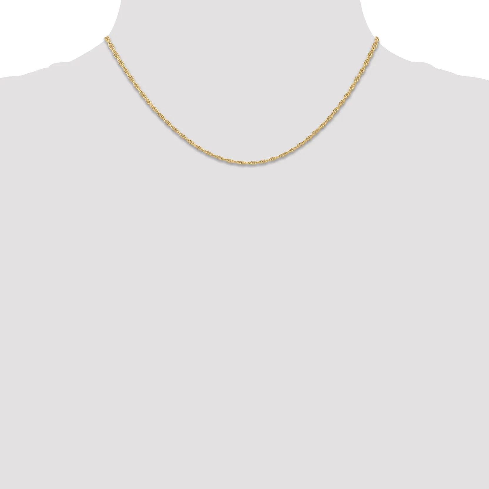 14k Yellow Gold 1.55mm Carded Cable Rope Chain