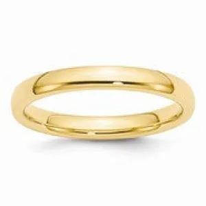 14k Yellow Gold 3mm Comfort-Fit Wedding Band Ring
