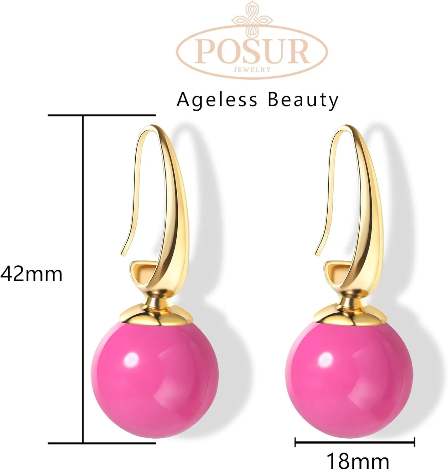 14mm Large Balls Dangle 14K Gold Plated Hoop Earrings for Women | Lightweitght Hypoallergic |