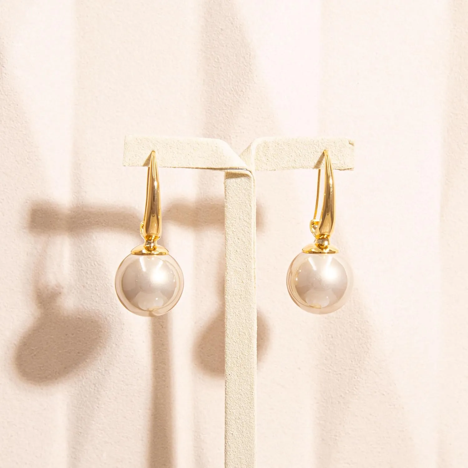 14mm Large Balls Dangle 14K Gold Plated Hoop Earrings for Women | Lightweitght Hypoallergic |