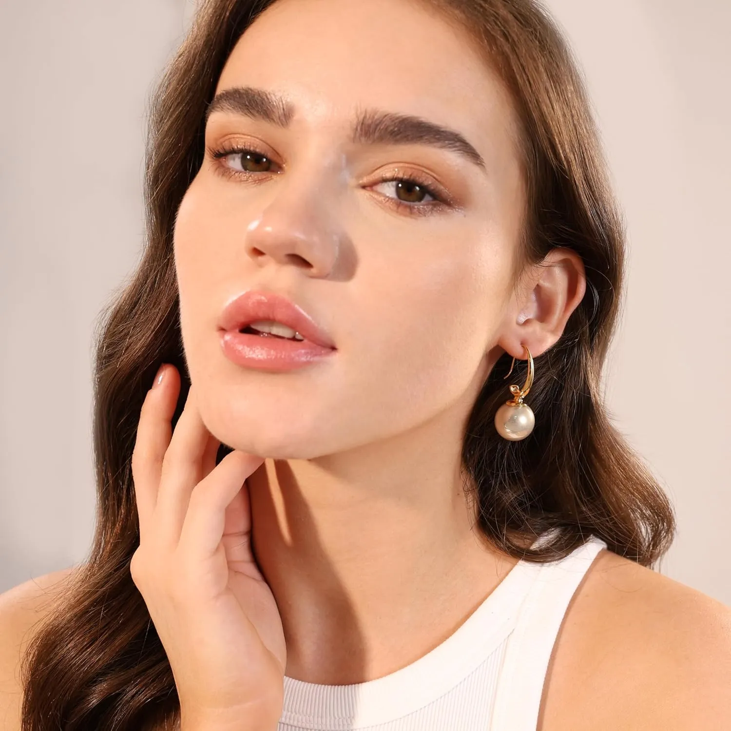 14mm Large Balls Dangle 14K Gold Plated Hoop Earrings for Women | Lightweitght Hypoallergic |
