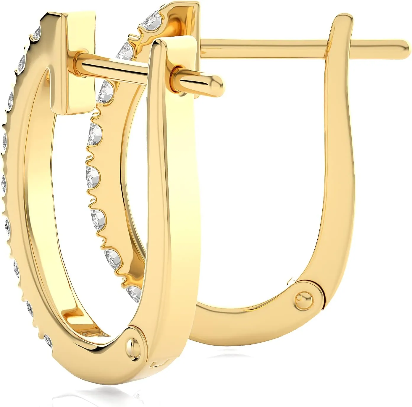 1/5 to 3/4 Carat Diamond Huggie Hoop Earrings for Women in 14k White or Yellow Gold (F-G, SI2-I1, cttw) with Hinge and Notched Post by Privosa Fine Jewelry