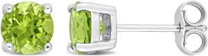 1.50 Carat (ctw) Green Peridot Solitaire Stud Earrings in Sterling Silver (6mm)