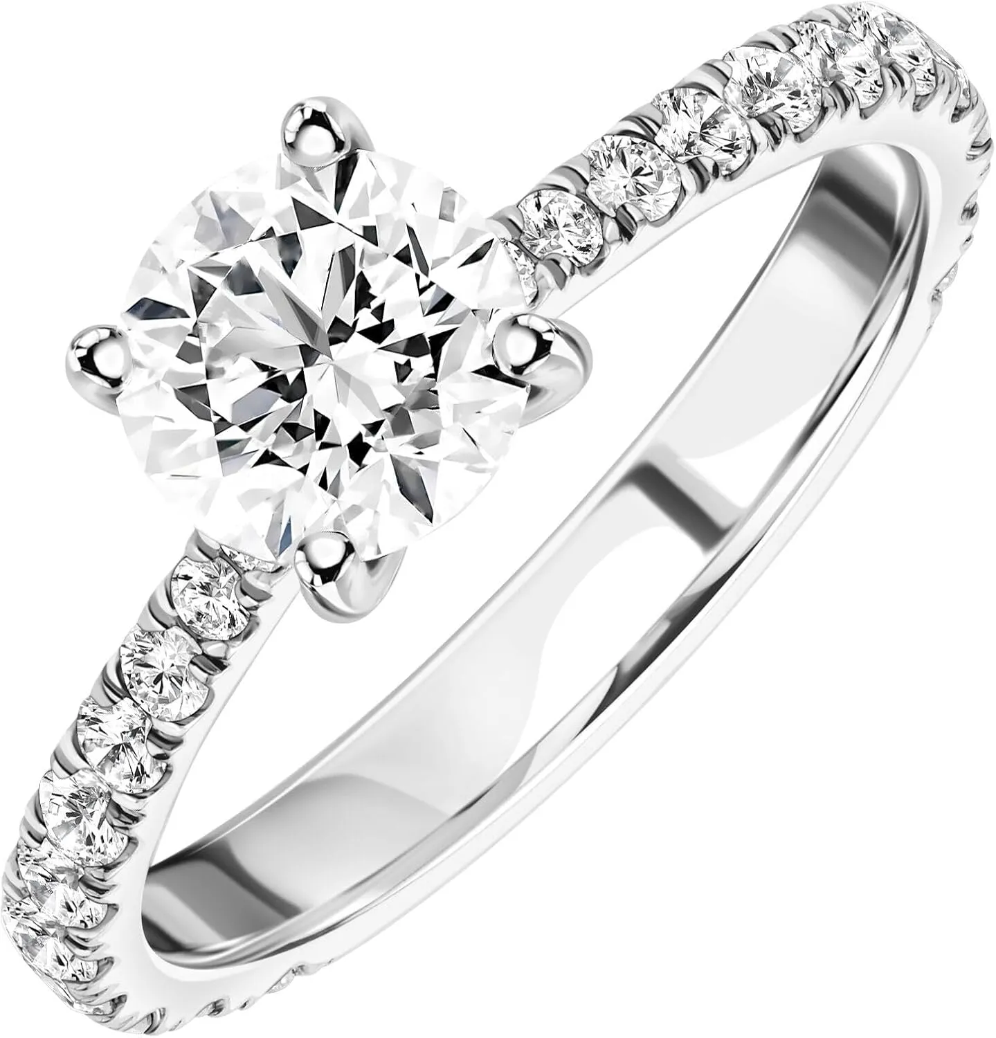 1.50/2.50 Cttw Round Brilliant Cut Lab Grown Diamond and Moissanite Engagement Ring 14k White/Yellow Gold (D-E/VS, D-E/VS) | Comes With Gift Box