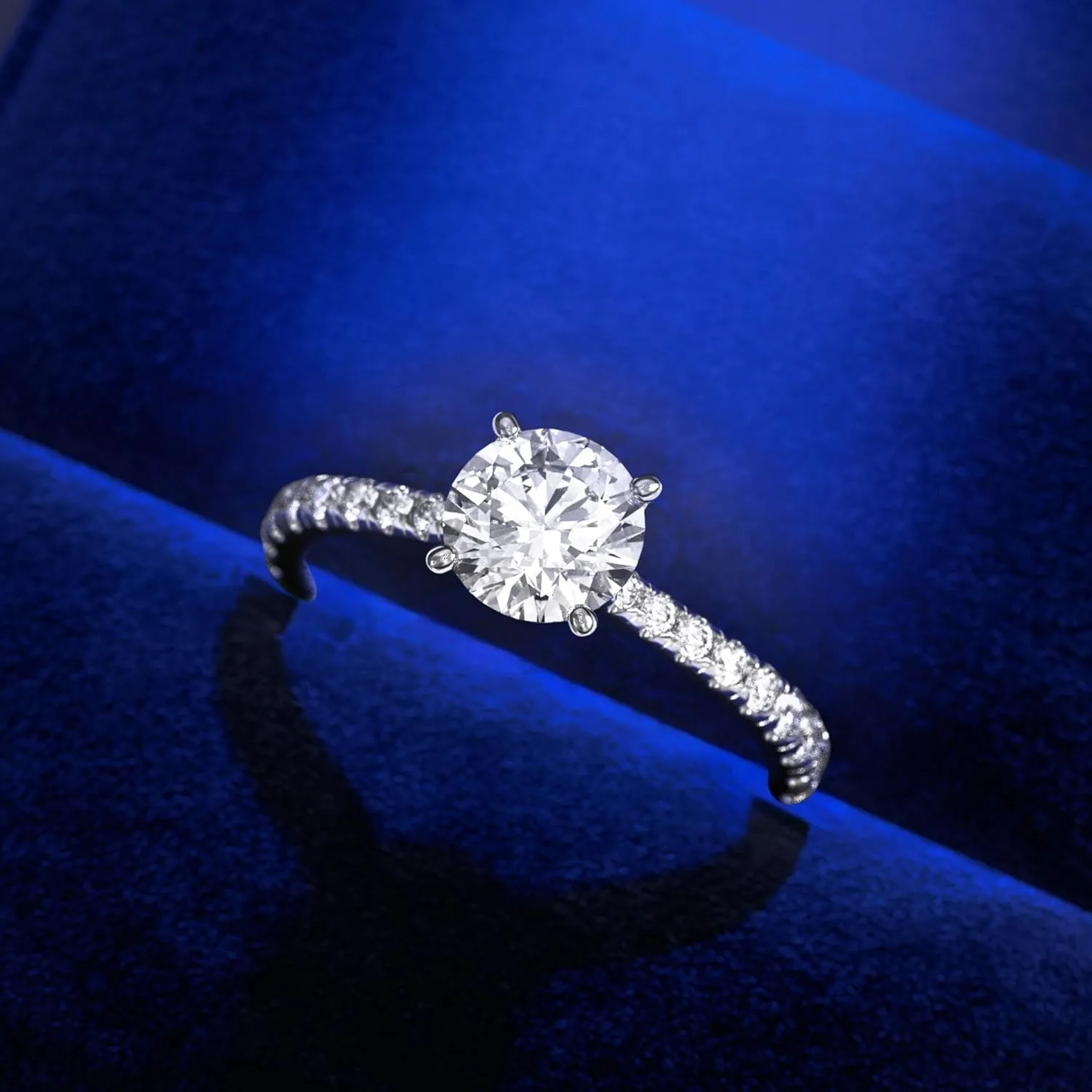 1.50/2.50 Cttw Round Brilliant Cut Lab Grown Diamond and Moissanite Engagement Ring 14k White/Yellow Gold (D-E/VS, D-E/VS) | Comes With Gift Box