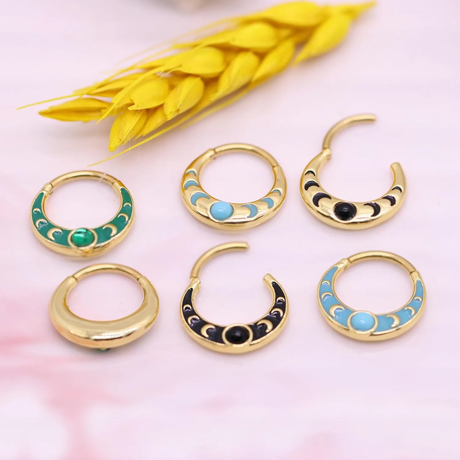 16G 316L Colorful Septum Rings Hoop 8mm/10mm Stainless Steel Segment Nose Rings Cartilage Clicker Hoop Earrings for Rook, Daith, Tragus for Women Men