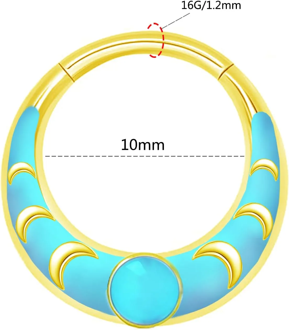 16G 316L Colorful Septum Rings Hoop 8mm/10mm Stainless Steel Segment Nose Rings Cartilage Clicker Hoop Earrings for Rook, Daith, Tragus for Women Men