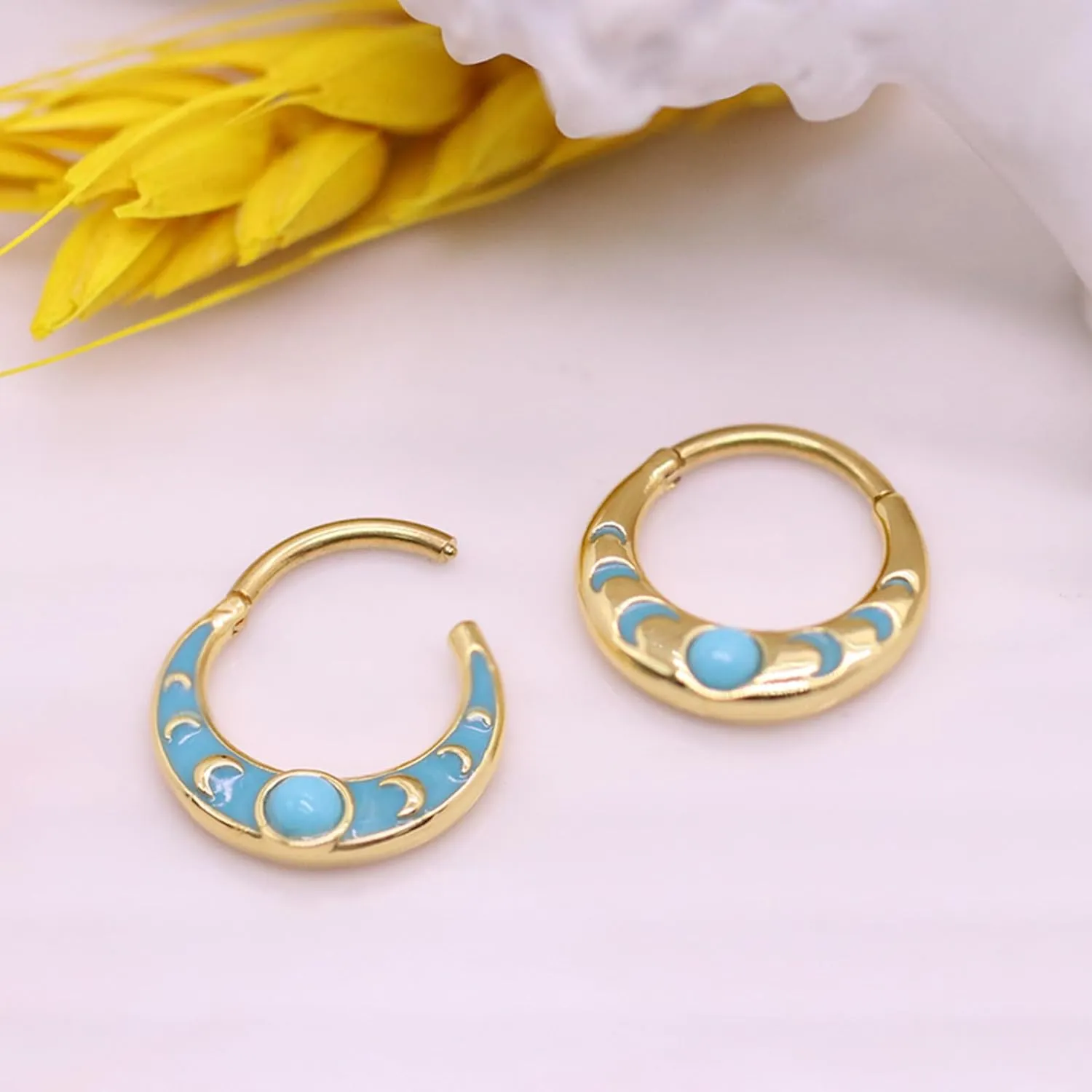 16G 316L Colorful Septum Rings Hoop 8mm/10mm Stainless Steel Segment Nose Rings Cartilage Clicker Hoop Earrings for Rook, Daith, Tragus for Women Men